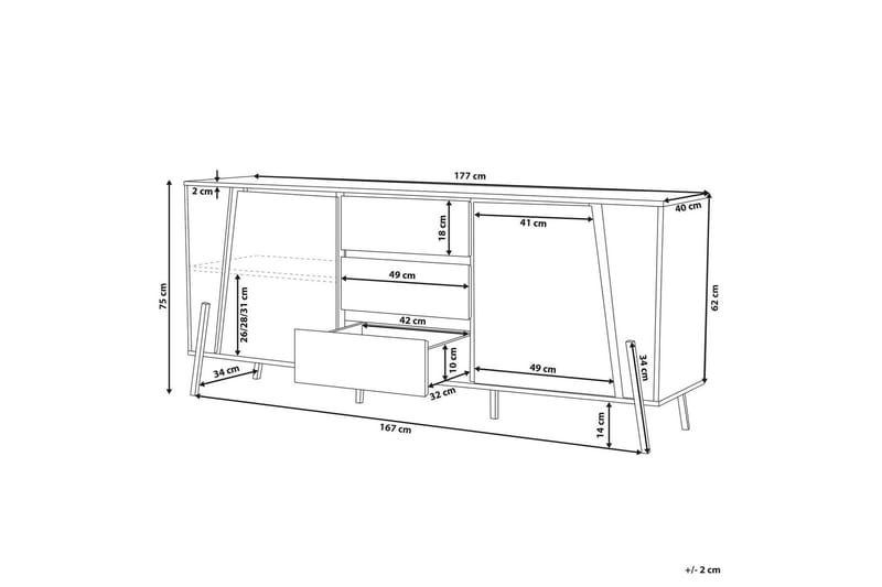 Rawcliffe Skænk 177x75 cm - Grå/Sort - Opbevaring - Opbevaringsmøbler - Skænke & sideboards