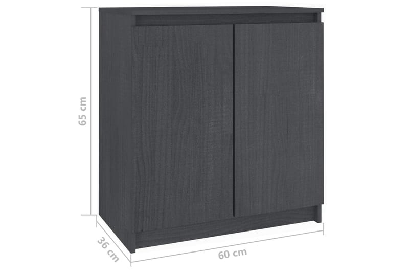 sideskab 60x36x65 cm massivt fyrretræ grå - Grå - Opbevaring - Opbevaringsmøbler - Skænke & sideboards