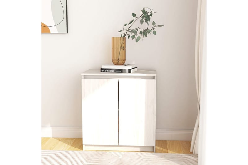 sideskab 60x36x65 cm massivt fyrretræ hvid - Hvid - Opbevaring - Opbevaringsmøbler - Skænke & sideboards