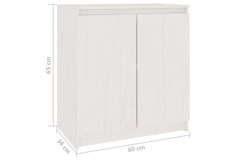 sideskab 60x36x65 cm massivt fyrretræ hvid - Hvid - Opbevaring - Opbevaringsmøbler - Skænke & sideboards