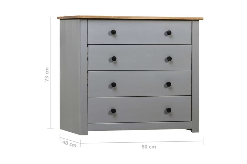 sideskab 80 x 40 x 73 cm fyrretræ grå Panama - Opbevaring - Opbevaringsmøbler - Skænke & sideboards