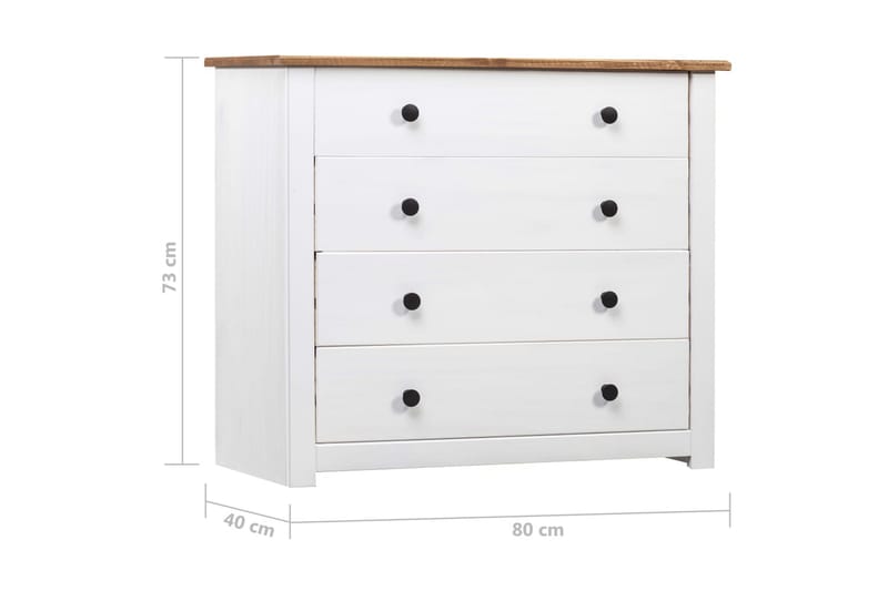 sideskab 80 x 40 x 73 cm fyrretræ hvid Panama - Opbevaring - Opbevaringsmøbler - Skænke & sideboards