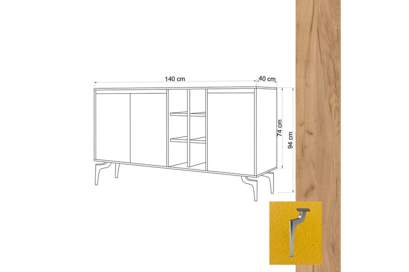 Sidobord Ek|Gul - Opbevaring - Opbevaringsmøbler - Skænke & sideboards