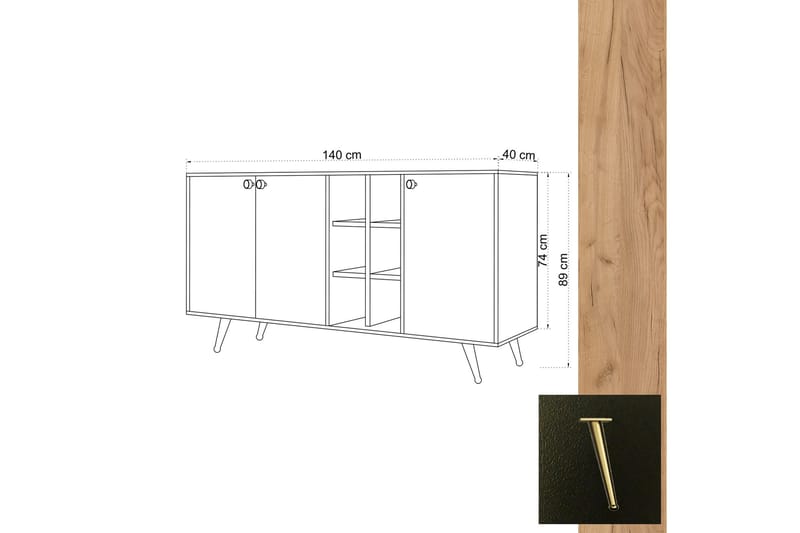 Sidobord Ek|Svart - Opbevaring - Opbevaringsmøbler - Skænke & sideboards