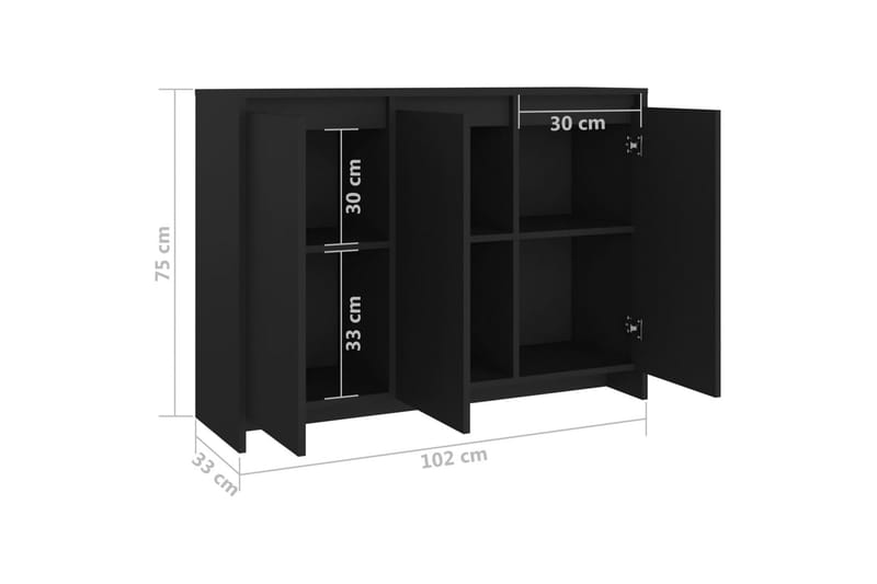 skænk 102x33x75 cm spånplade sort - Sort - Opbevaring - Opbevaringsmøbler - Skænke & sideboards