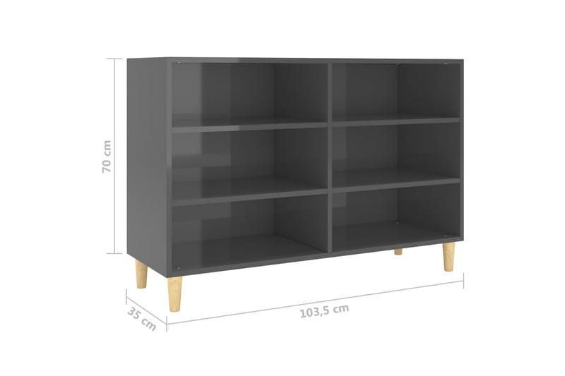 skænk 103,5x35x70 cm spånplade grå højglans - Grå - Opbevaring - Opbevaringsmøbler - Skænke & sideboards