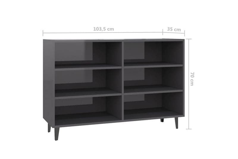 skænk 103,5x35x70 cm spånplade grå højglans - Grå - Opbevaring - Opbevaringsmøbler - Skænke & sideboards