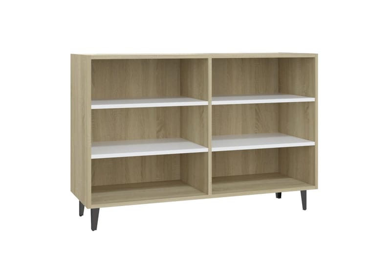 skænk 103,5x35x70 cm spånplade hvid og sonoma-eg - Beige - Opbevaring - Opbevaringsmøbler - Skænke & sideboards