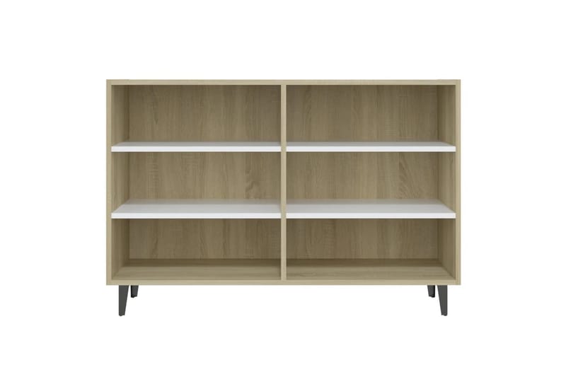 skænk 103,5x35x70 cm spånplade hvid og sonoma-eg - Beige - Opbevaring - Opbevaringsmøbler - Skænke & sideboards