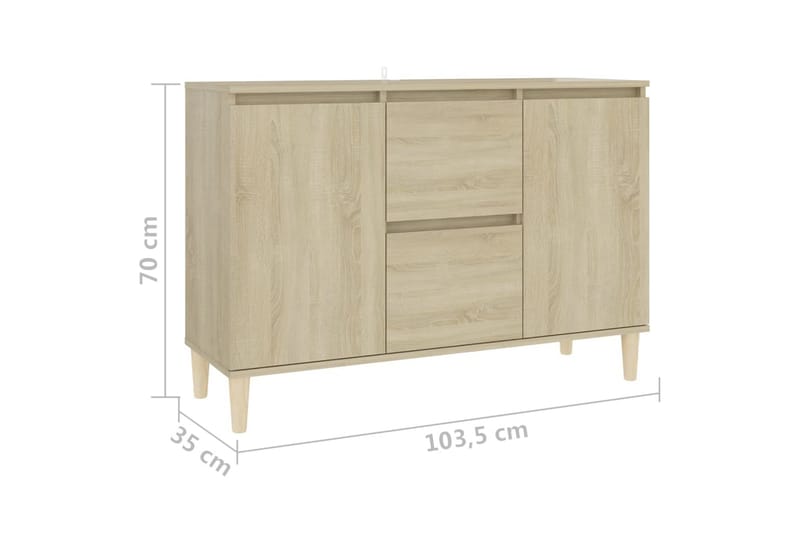 skænk 103,5x35x70 cm spånplade sonoma-eg - Brun - Opbevaring - Opbevaringsmøbler - Skænke & sideboards