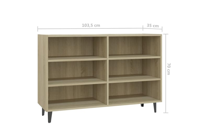 skænk 103,5x35x70 cm spånplade sonoma-eg - Brun - Opbevaring - Opbevaringsmøbler - Skænke & sideboards