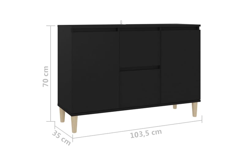 skænk 103,5x35x70 cm spånplade sort - Sort - Opbevaring - Opbevaringsmøbler - Skænke & sideboards