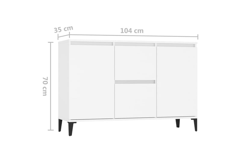 skænk 104x35x70 cm spånplade hvid - Hvid - Opbevaring - Opbevaringsmøbler - Skænke & sideboards