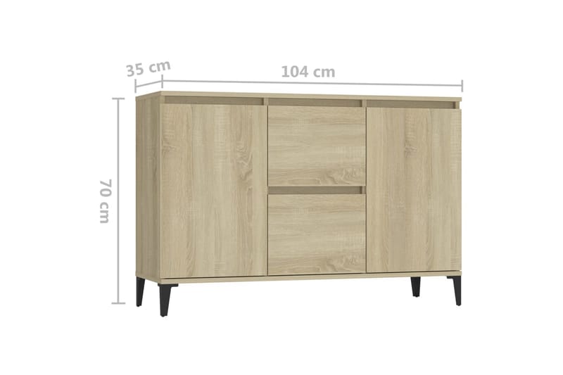 skænk 104x35x70 cm spånplade sonoma-eg - Brun - Opbevaring - Opbevaringsmøbler - Skænke & sideboards