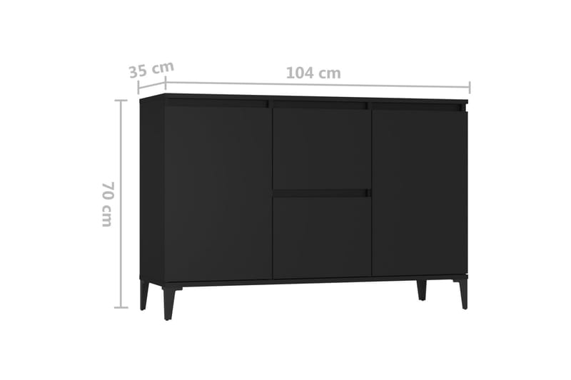 skænk 104x35x70 cm spånplade sort - Sort - Opbevaring - Opbevaringsmøbler - Skænke & sideboards