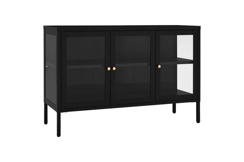 skænk 105x35x70 cm stål og glas sort - Sort - Opbevaring - Opbevaringsmøbler - Skænke & sideboards