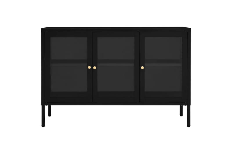 skænk 105x35x70 cm stål og glas sort - Sort - Opbevaring - Opbevaringsmøbler - Skænke & sideboards