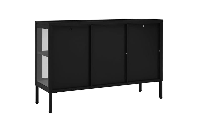 skænk 105x35x70 cm stål og glas sort - Sort - Opbevaring - Opbevaringsmøbler - Skænke & sideboards