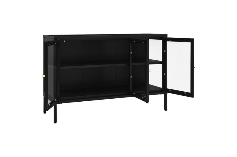 skænk 105x35x70 cm stål og glas sort - Sort - Opbevaring - Opbevaringsmøbler - Skænke & sideboards