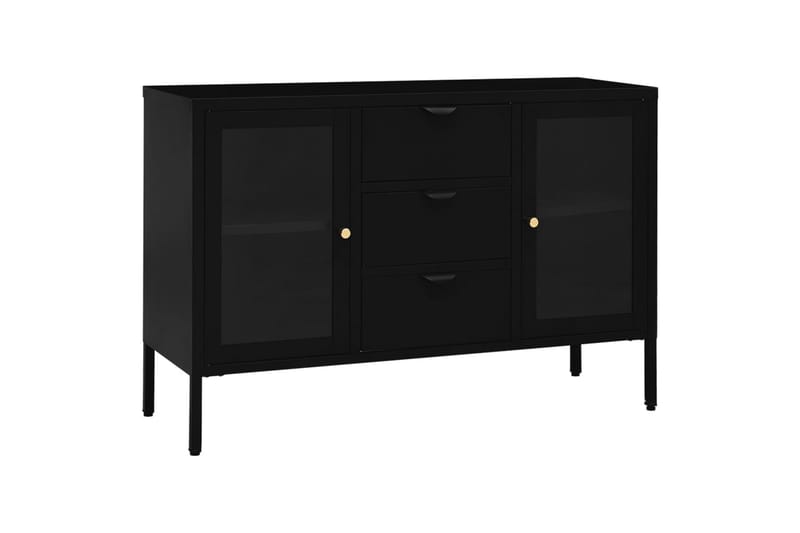 skænk 105x35x70 cm stål og glas sort - Sort - Opbevaring - Opbevaringsmøbler - Skænke & sideboards