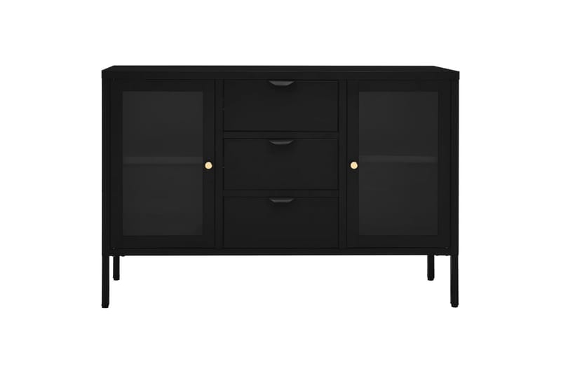 skænk 105x35x70 cm stål og glas sort - Sort - Opbevaring - Opbevaringsmøbler - Skænke & sideboards