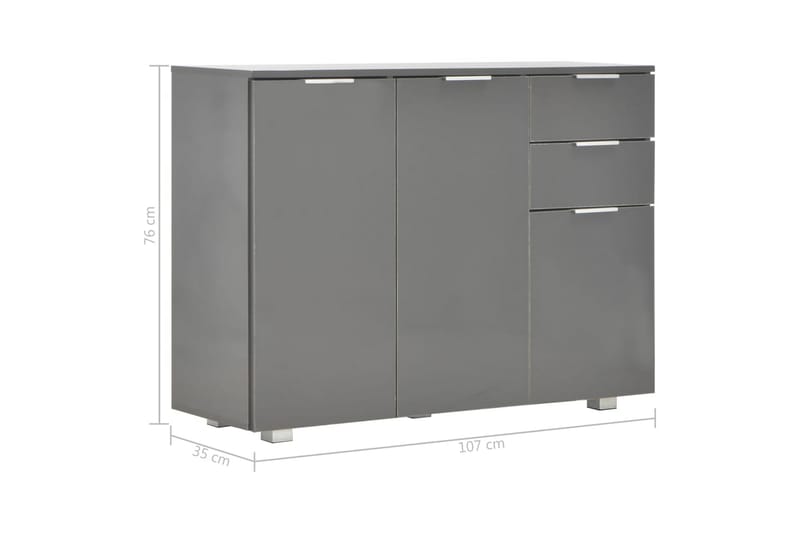 Skænk 107 X 35 X 76 Cm Grå Højglans - Grå - Opbevaring - Opbevaringsmøbler - Skænke & sideboards