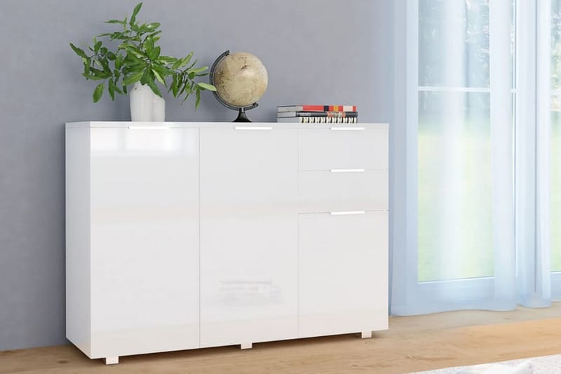 Skænk 107 X 35 X 76 Cm Hvid Højglans - Hvid - Opbevaring - Opbevaringsmøbler - Skænke & sideboards