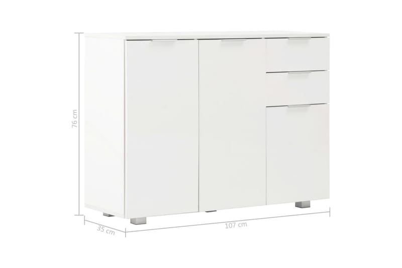 Skænk 107 X 35 X 76 Cm Hvid Højglans - Hvid - Opbevaring - Opbevaringsmøbler - Skænke & sideboards