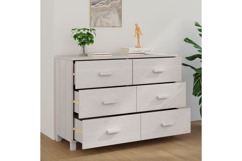 skænk 113x40x80 cm massivt fyrretræ hvid - Hvid - Opbevaring - Opbevaringsmøbler - Skænke & sideboards