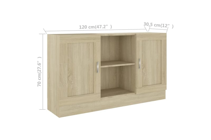 Skænk 120x30,5x70 cm spånplade sonoma-eg - Brun - Opbevaring - Opbevaringsmøbler - Skænke & sideboards