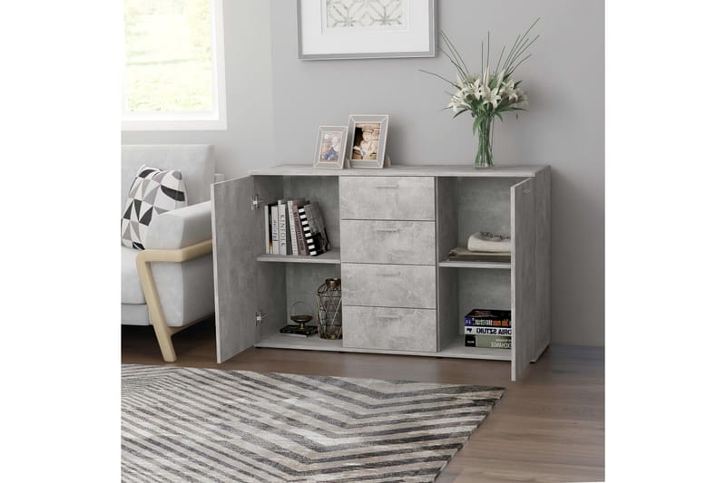 Skænk 120x35,5x75 cm Spånplade Betongrå - Grå - Opbevaring - Opbevaringsmøbler - Skænke & sideboards