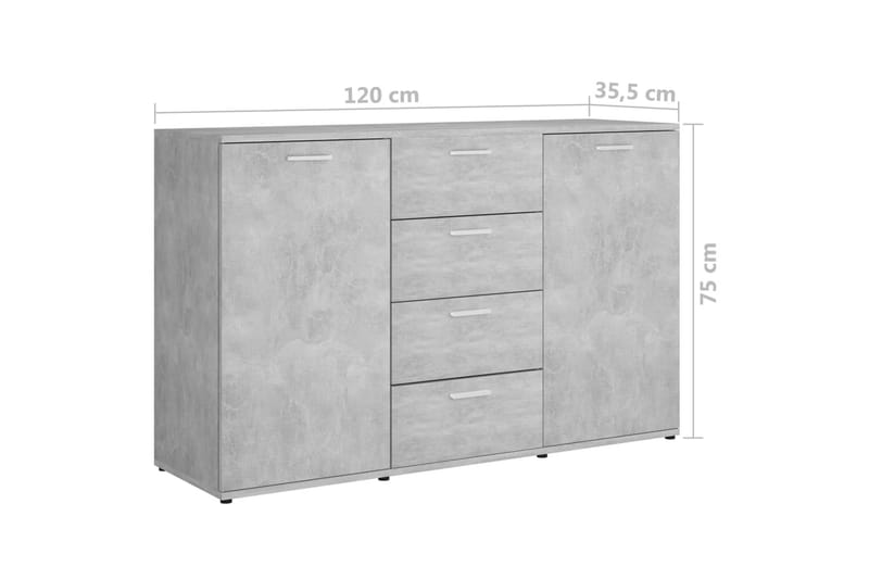 Sk�ænk 120x35,5x75 cm Spånplade Betongrå - Grå - Opbevaring - Opbevaringsmøbler - Skænke & sideboards