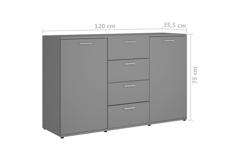 Skænk 120x35,5x75 cm Spånplade Grå - Grå - Opbevaring - Opbevaringsmøbler - Skænke & sideboards