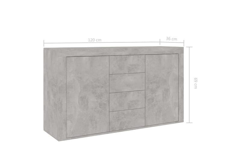 Skænk 120X36X69 cm Spånplade Betongrå - Opbevaring - Opbevaringsmøbler - Skænke & sideboards