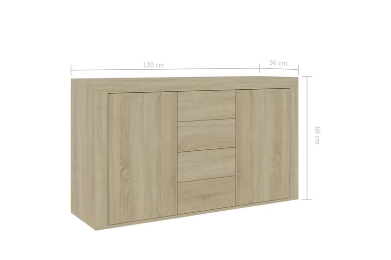 Skænk 120X36X69 cm Spånplade Sonoma-Eg - Opbevaring - Opbevaringsmøbler - Skænke & sideboards