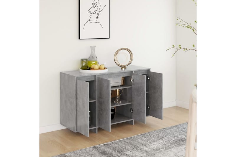 skænk 120x41x75 cm spånplade betongrå - Grå - Opbevaring - Opbevaringsmøbler - Skænke & sideboards