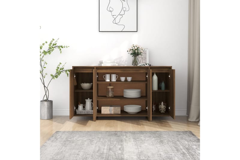 skænk 135x41x75 cm spånplade brun egetræsfarve - Brun - Opbevaring - Opbevaringsmøbler - Skænke & sideboards