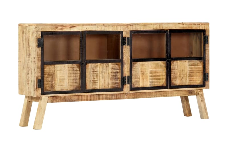 Skænk 160 X 30 X 80 Cm Massivt Ru Mangotræ Brun Og Sort - Brun - Opbevaring - Opbevaringsmøbler - Skænke & sideboards