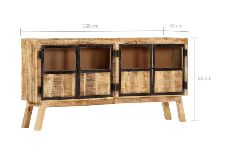 Skænk 160 X 30 X 80 Cm Massivt Ru Mangotræ Brun Og Sort - Brun - Opbevaring - Opbevaringsmøbler - Skænke & sideboards