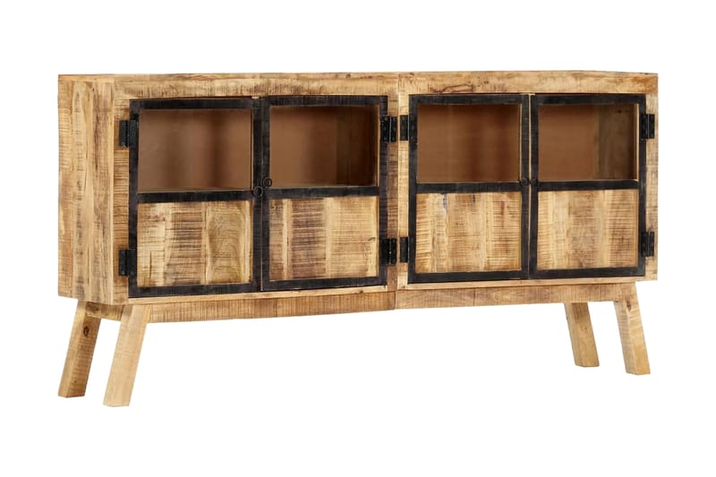 Skænk 160 X 30 X 80 Cm Massivt Ru Mangotræ Brun Og Sort - Brun - Opbevaring - Opbevaringsmøbler - Skænke & sideboards