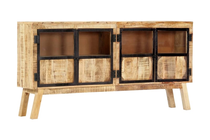 Skænk 160 X 30 X 80 Cm Massivt Ru Mangotræ Brun Og Sort - Brun - Opbevaring - Opbevaringsmøbler - Skænke & sideboards