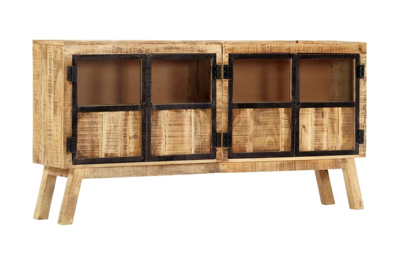 Skænk 160 X 30 X 80 Cm Massivt Ru Mangotræ Brun Og Sort - Brun - Opbevaring - Opbevaringsmøbler - Skænke & sideboards