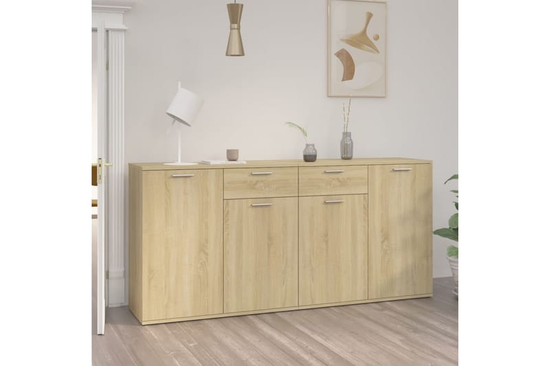 skænk 160x36x75 cm spånplade sonoma-eg - Brun - Opbevaring - Opbevaringsmøbler - Skænke & sideboards