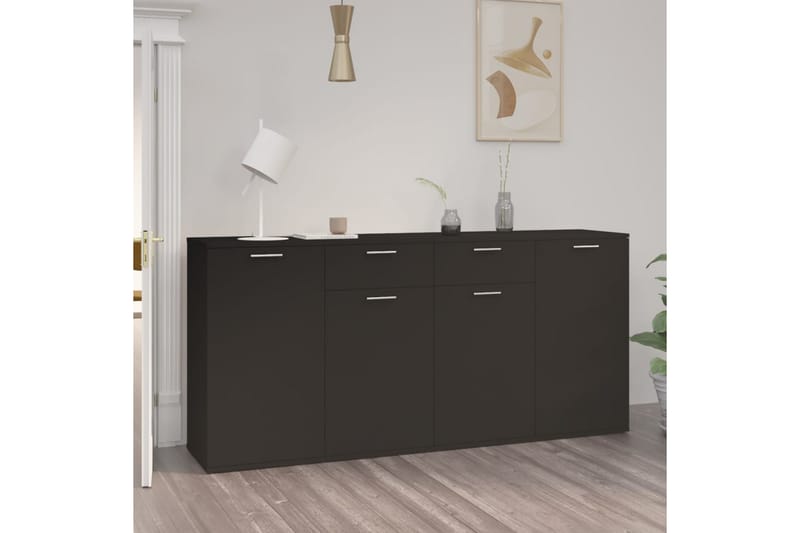 skænk 160x36x75 cm spånplade sort - Sort - Opbevaring - Opbevaringsmøbler - Skænke & sideboards