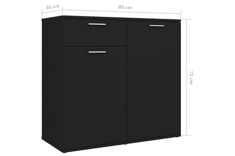 skænk 160x36x75 cm spånplade sort - Sort - Opbevaring - Opbevaringsmøbler - Skænke & sideboards