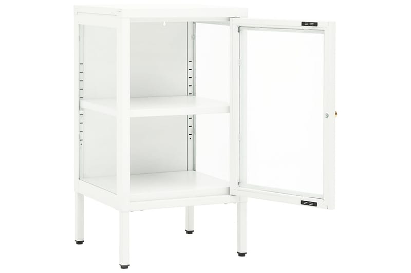 skænk 38x35x70 cm metal og glas - Hvid - Opbevaring - Opbevaringsmøbler - Skænke & sideboards