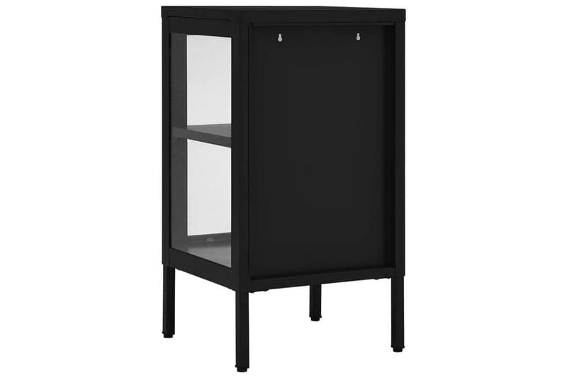 skænk 38x35x70 cm stål og glas sort - Sort - Opbevaring - Opbevaringsmøbler - Skænke & sideboards