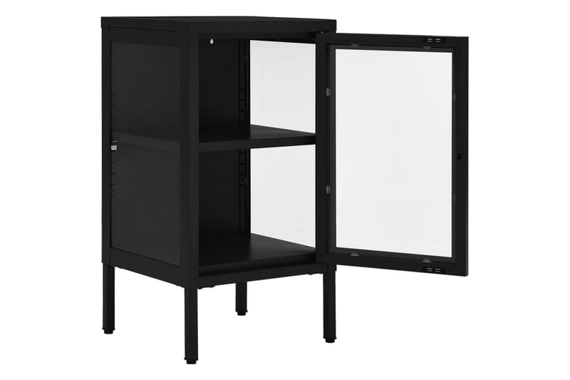 skænk 38x35x70 cm stål og glas sort - Sort - Opbevaring - Opbevaringsmøbler - Skænke & sideboards