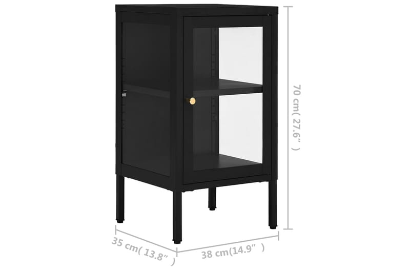 skænk 38x35x70 cm stål og glas sort - Sort - Opbevaring - Opbevaringsmøbler - Skænke & sideboards