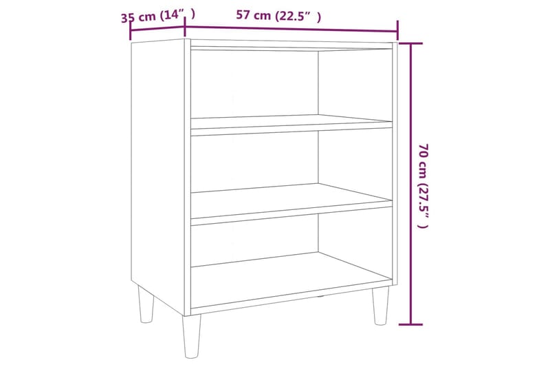 skænk 57x35x70 cm spånplade røget egetræsfarve - Brun - Opbevaring - Opbevaringsmøbler - Skænke & sideboards